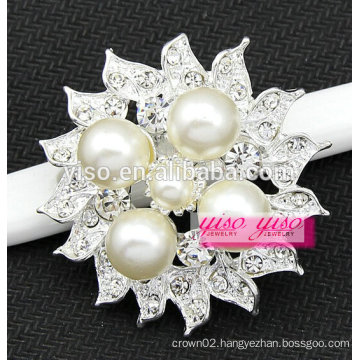 fashion jewelry imitation pearls floral ivory crystal brooch pin
